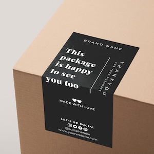 Box Seal Sticker, Packaging Stickers, Packaging Labels, Custom Packaging Labels For Small Business, Shipping Box Labels, Canva Template