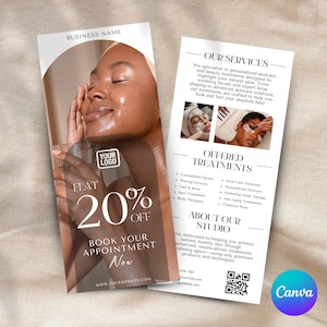 Bearbeitbarer Business-Rack-Karten-Flyer, moderner Marketing-Flyer für kleine Unternehmen, Geschäftswerbeflyer, Kosmetikerinnen-Flyer, Canva-Vorlage
