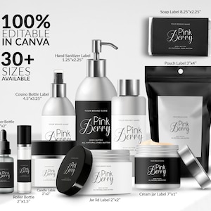 Editable Body Product Labels Templates, Skincare Labels, Cosmetic Labels, Product Label Templates, Body Butter Labels, Essential Oil Label