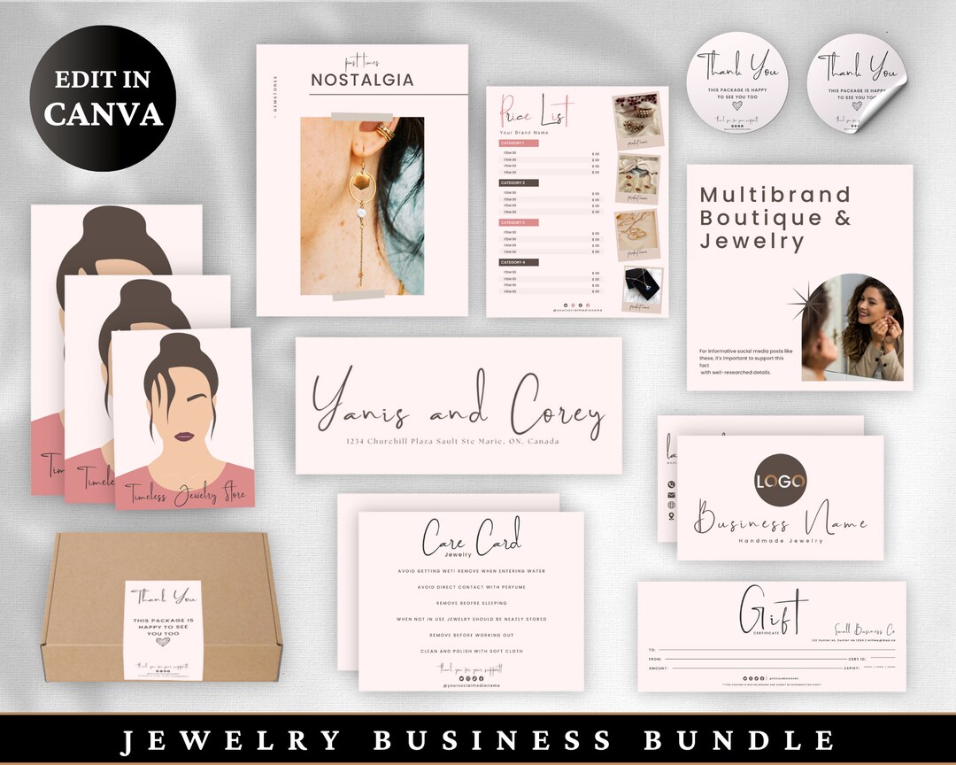 Buy Jewelry Business Branding Bundle: Editable Templates (canva) Online in  India