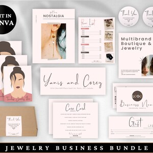 Jewelry Business Bundle, Editable Card, Jewellery Business, Jewelry Branding Set, Jewelry Care Cards, Packaging Template, Thank You Card