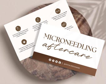 Tarjeta de cuidados posteriores a la microaguja. Tarjeta editable de cuidados posteriores a la microaguja. Instrucciones para el cuidado facial. Plantilla Canva de cuidados posteriores. Descarga instantánea.