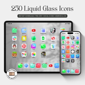 250 Flüssigglas App Iphone Icons iOS & Android Transparente App Icons für iPhone 3D Glasmorphismus Minimalist Icon Pack Frosted Glass Icons