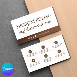 Microneedling Aftercare Card Editable Needling Aftercare Card Facial Treatment Care Instructions, Aftercare Canva Template, Instant Download