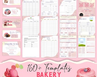 Bakery Business Forms Bundle, 160+ Bakery Business Templates, Bakery Order Form, Invoice Template, QR Code Sign, Price List, Canva Template