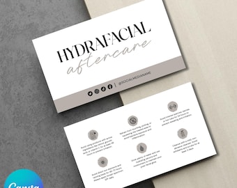 Scheda post-trattamento HydraFacial, Scheda post-trattamento modificabile, Trattamento viso, Trattamento viso dall'estetista, Istruzioni per la cura della bellezza, Modello Canva
