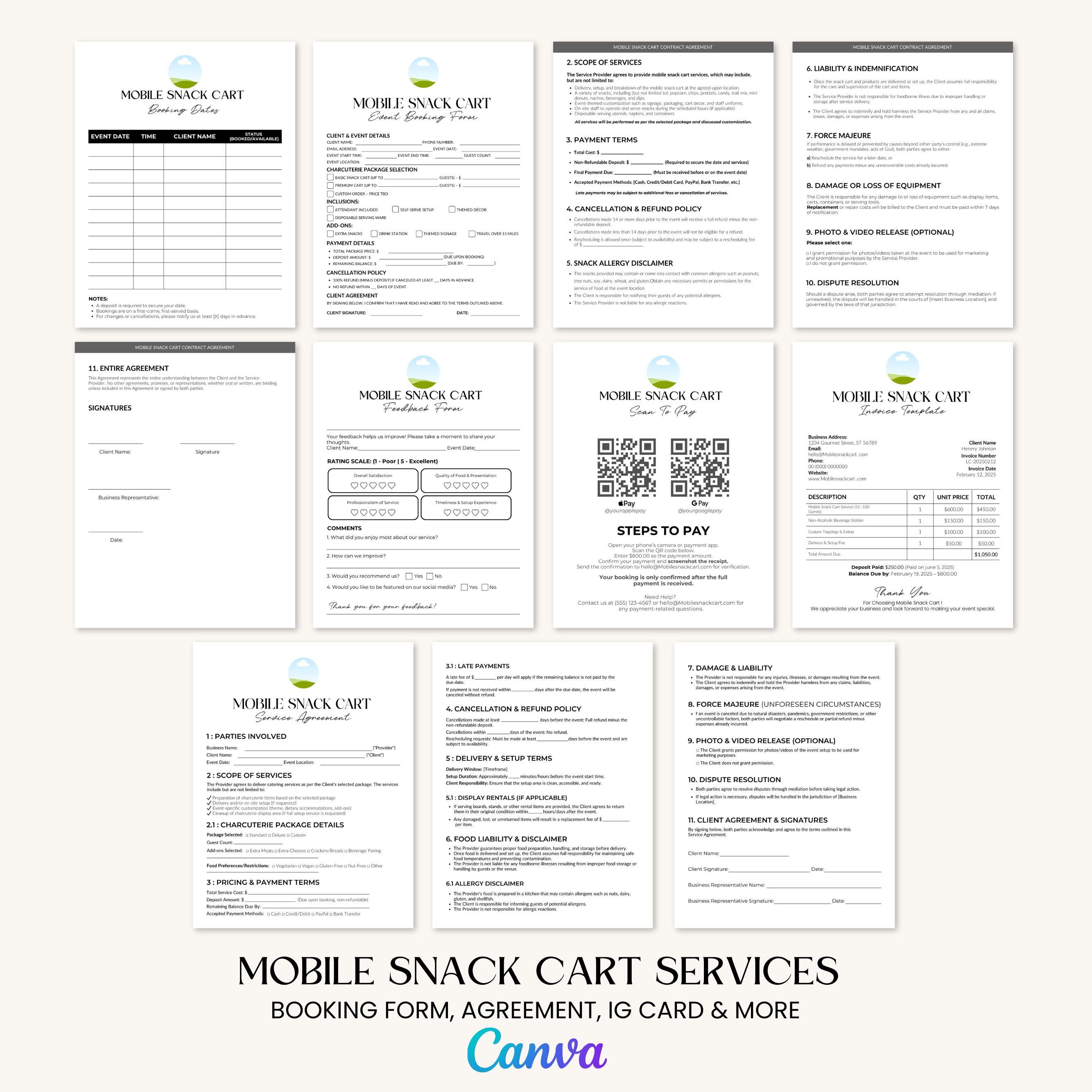 Mobile Snack Bundle, Mobile Snack Contract, Event Vendor Contract ...