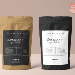 Editable Pouch Label Template, Modern Tea Pouch Label, Minimal Coffee Label,  Custom Bath Salts Label, Body Product Label, Beauty Packaging