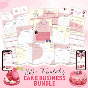 Bearbeitbare Kuchengeschäftvorlagen, Hausbäckerei-Business Bundle, Kuchenbestellformular, Kuchenpflegekarten, Kuchen-Business-Richtlinie, Kuchenschnittanleitung