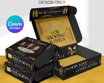 Wig Mailer Box Design, Premade Custom Box Design, Lace Front Box Packaging Design, Wig Box, Beauty Business, Wig Mailer Box Design, Hair Box