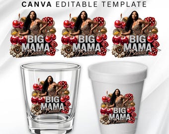 Pegatina de cumpleaños de Mamá Grande, pegatina para vaso de poliestireno, vaso de chupito, todos los signos del zodiaco, diseño de camiseta, plantilla de Canva, descarga instantánea