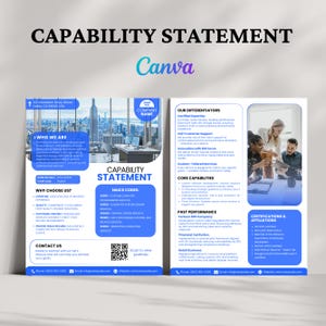 Capability Statement Template, Business Capability Statement Design, Editable Statement, Company Overview, Contracting Marketing Statement