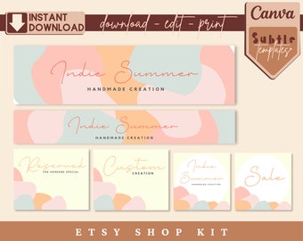Kit di branding per negozi Etsy: modelli di banner Canva (download digitale)