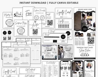 Small Business Template Bundle, Price List Template, Editable Canva Templates, Business Cards Template Small Business Signs Gift Certificate