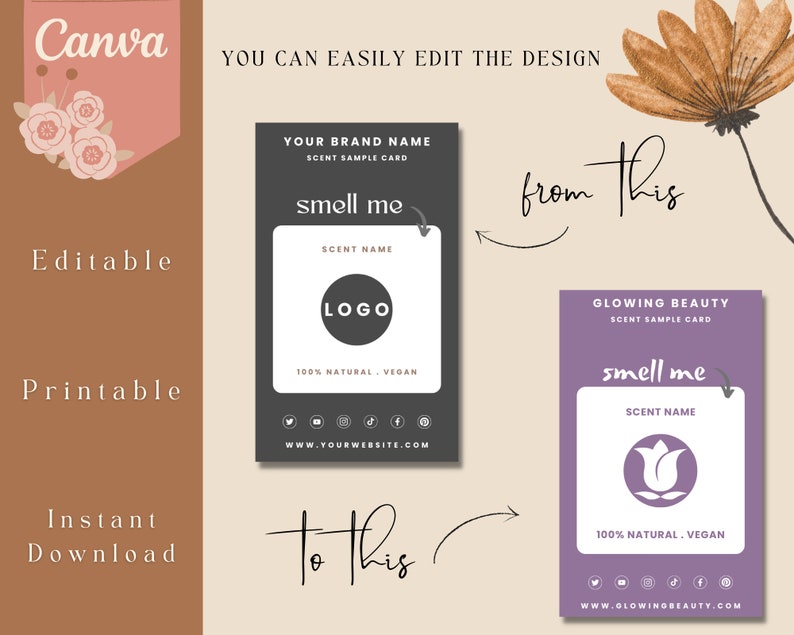 Editable Candle Sample Card Template Candle Scent Sample Etsy
