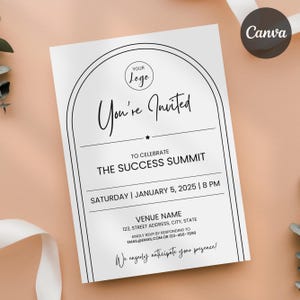 Business Invitation Template, Corporate Annual Celebration Dinner Party Anniversary, Office Anniversary Printable Party, Canva Template