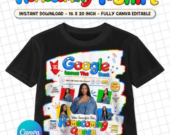 Homecoming T Shirt Template, Homecoming Campaign T Shirt Design, Vote For Queen, Hoco T Shirt Template, Canva Template, Instant Download