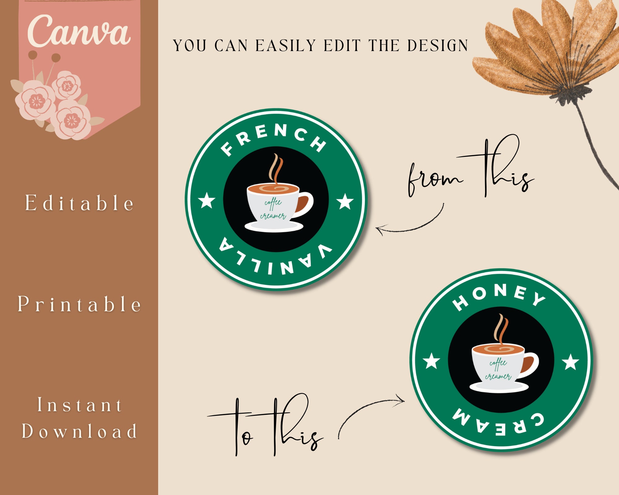 Coffee Creamer Labels Editable and Printable Coffee Bar Etsy