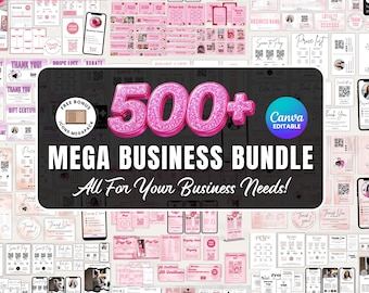 500+ Mega Business Starter Kit Business Card Template Small Business Bundle Editable Canva Templates Price List Template Digital Download