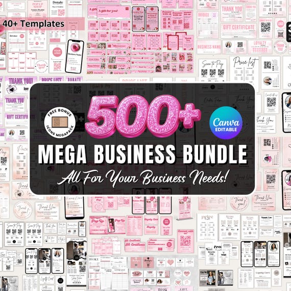 Small Business Bundle, Business Card Templates, Business Starter Kit, Price List Template, Canva Templates