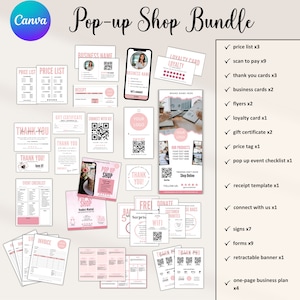 Small Business Bundle Canva-Vorlage, Handwerksmesse-Bundle, Bestellscheinvorlage, Preisliste, Scan-to-Pay-Vorlage, Pflegeanweisung Kundenkarte