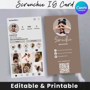 2025 Instagram Visitenkarte, IG Visitenkarte, Scrunchie IG Visitenkarte, QR-Code Visitenkarte, Instagram Visitenkarten