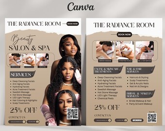 DIY Beauty Salon Flyer CanvaTemplate,Hair Salon Flyer Design,Hair Nail Makeup Salon Flyer,Esthetician Beautician Flyer design,Digital Flyers