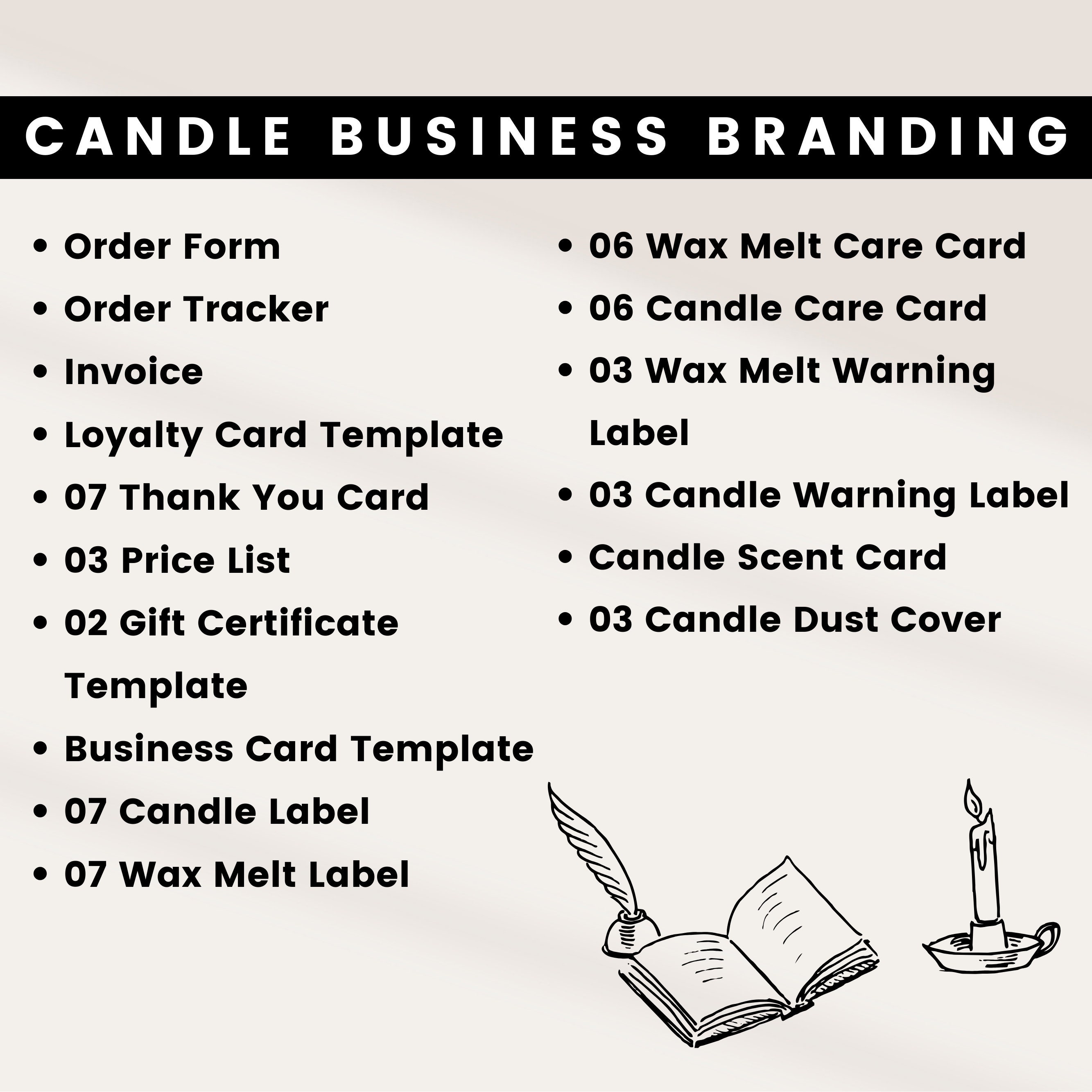 Candle Business Bundle, Candle Care Card, Candle Labels, Scan to Pay ...