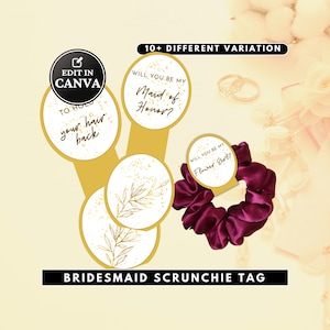 Bridesmaid Scrunchie, Scrunchie Tag, Scrunchie Tag Template, Bridesmaid Tag, Scrunchie Tags, Bridesmaid Proposal, Modern Bridesmaid