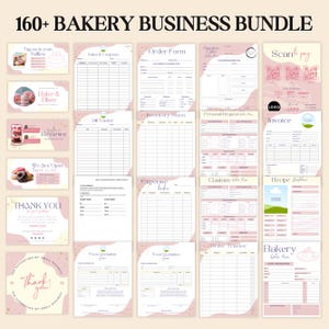 Bakkerij Business-bundel, Canva-sjabloon voor bakkerijbestellingen, digitale prijslijst, onderhoudskaarten voor koekjes, gids voor het snijden van taart, direct downloaden