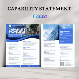 Business Capability Statement, Corporate Flyer, Editable Capability Statement Template, Company Overview Flyer Template, Canva Template