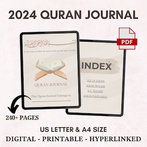 Digital Quran Journal 2024,  Quran Study, Quran Tracker, Quran Journaling, Quran workbook, Ramadan Journal, Digital Islamic Book Printable
