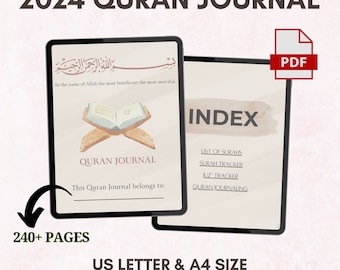 Digital Quran Journal 2024,  Quran Study, Quran Tracker, Quran Journaling, Quran workbook, Ramadan Journal, Digital Islamic Book Printable