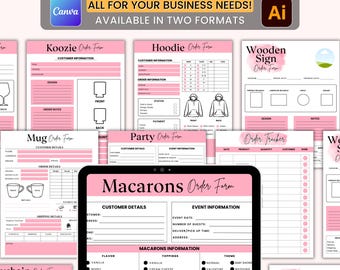 25+ Editable Business Form Bundle, Printable Small Business Forms, Custom Order Form, Illustrator Form, Mug Order Forms, Bakery Order Forms