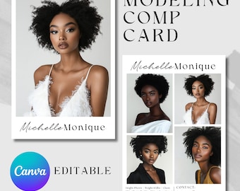 Comp Card, Model Comp Card Template, Zed Card For Models Template, Model Comp Card Three Photos, Canva Template Instant Download