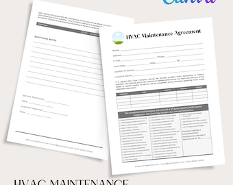 Plantilla de contrato de mantenimiento de HVAC, mantenimiento comercial de HVAC, plantilla de mantenimiento de HVAC, plantilla de contrato de HVAC de Canva
