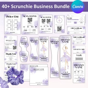 Scrunchie Business Bundle, Scrunchie Instagram Business Cards, Scrunchie Tag Templates, Scrunchie Labels, Canva Editable Instant Download