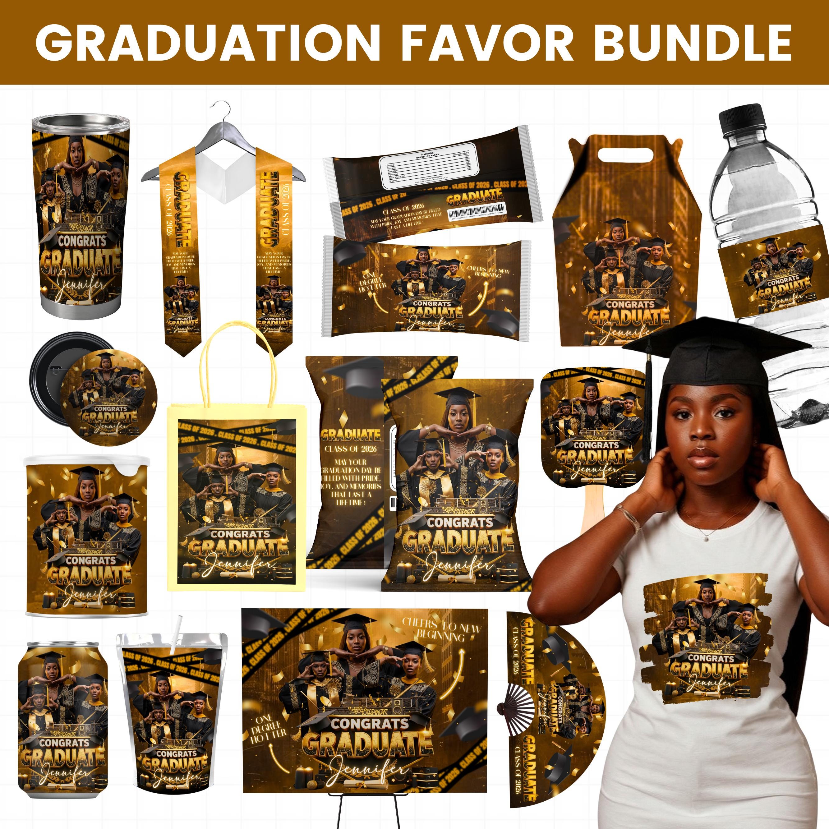 Graduation Party Favor Bundle, Gold and Black Class of 2026 Treat ...