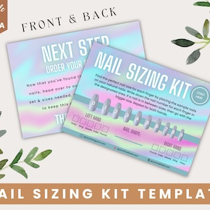 Press On Nails, Sizing Kit Chart, Instructions Card, Nail Size Templates, Nails Sizing Kit, Custom Nails Sizing, Nails Size Guide
