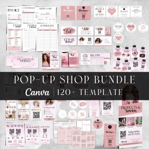 120+ Pop Up Shop Business branding bundle canva templates,Order Forms Invoice Template Bundle, Scan to pay, Business card Instant Download