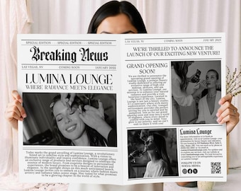 Canva ビジネス新聞のお知らせテンプレート（デジタルダウンロード）