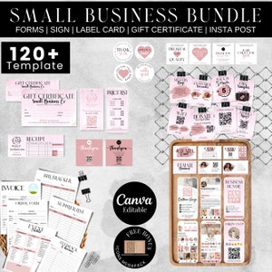 120+ Small Business branding package bundle canva templates,Order Forms Invoice Template Bundle, Scan to pay, Business card Instant Download