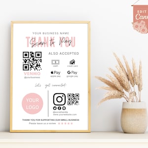 Scan to Pay Sign, QR Code Sign, Payment Sign, Scan to Pay, Custom Business Sign, Salon Sign, Venmo Sign, Payment Method Sign, Download