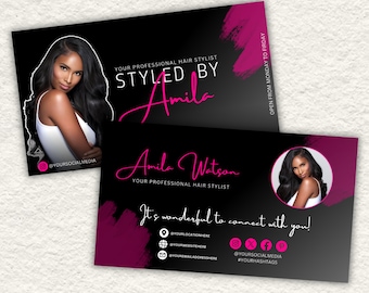 Hairstylist Business Card Template: QR Code, Canva Editable (Digital Download)