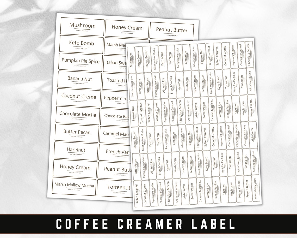 Editable and Printable Coffee Creamer Labels Coffee Bar Etsy