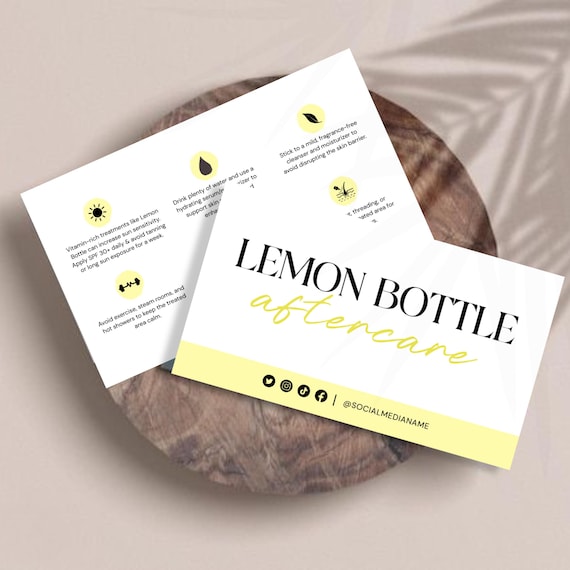 Lemon Bottle Aftercare Card, Editable Fat Dissolving Treatment Care  Instruction, Aftercare Plan Medical Spa Treatment Info Canva Template