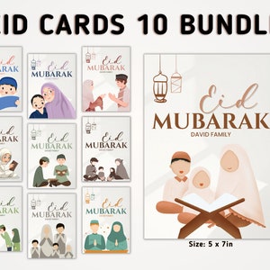 Eid Karten Assorted Pack of 10 | Eid Mubarak Karten Bundle | Grußkarten für Eid | Eid Karten | Moderne Eid Karte | Eid Wunschkarte| 13x18cm