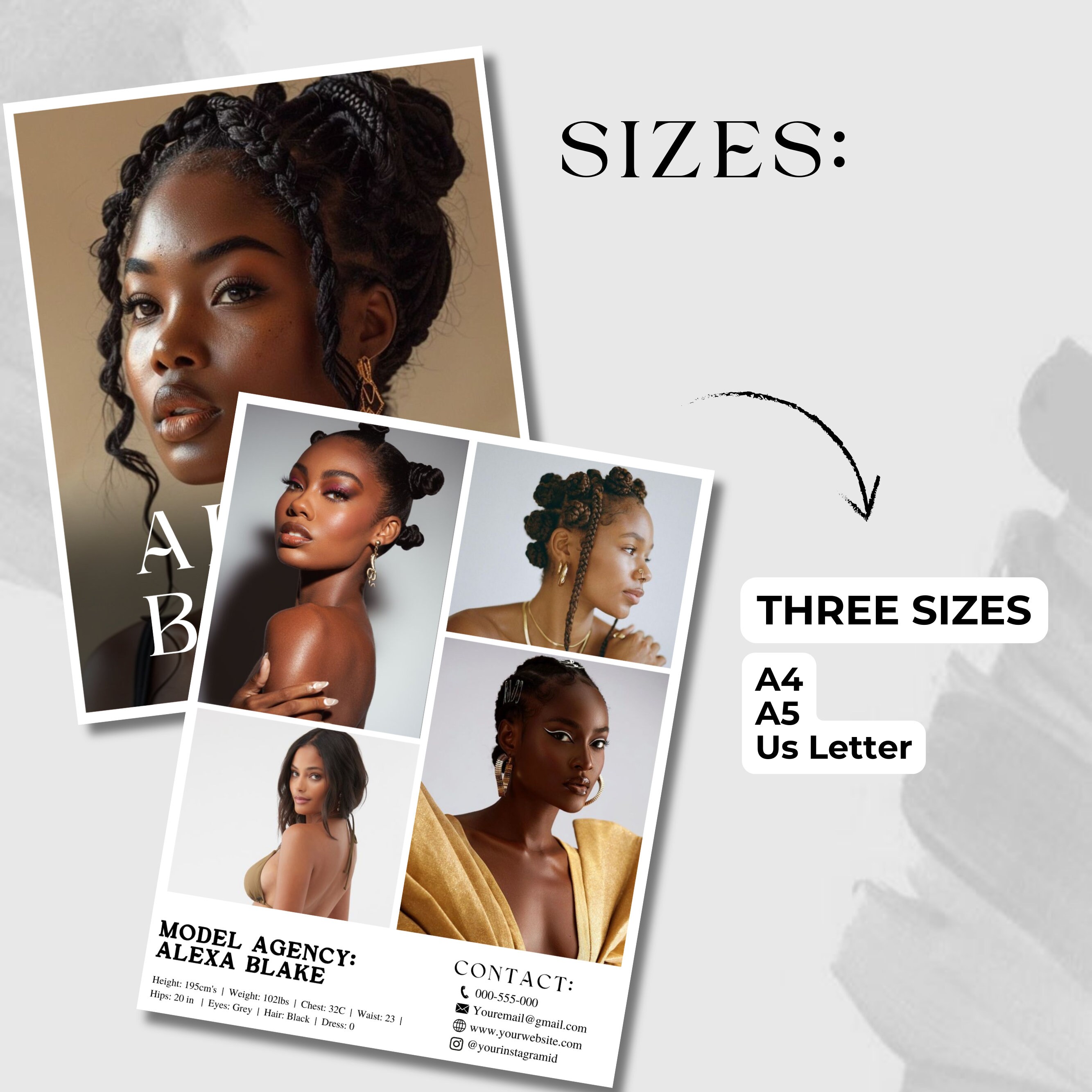 Model Comp Card Back Modeling Comp Card Template, Model Portfolio Templates, Fashion Resume ...