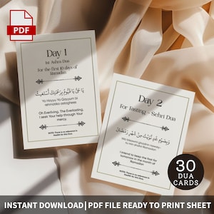 30 dagen Ramadan Dua-kaarten 30 dagen Dua Ramadan afdrukbare 30 dagen Ramadan Decor Dua Flashcard Flash Card Islamitische Dua afdrukbare Ramadan-gebedskaart