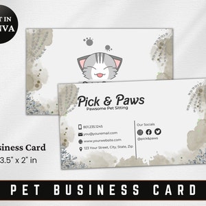 Pet Business Card Template, Dog Walking Business Card, Editable Business Card, Small Business, Animal Business Card Design, Instant Download